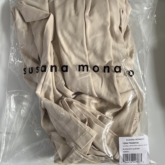 NWT Susana Monaco x Revolve Beige Gathered Jumpsuit in Blanched Almond - Picture 7 of 7
